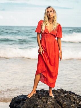 BILLABONG LOVE FADE MAXI DRESS RED